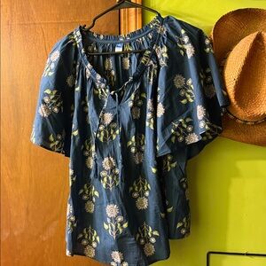 Old Navy Blue Floral Top